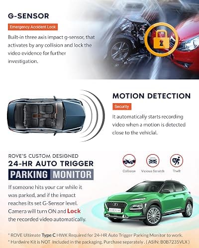 Rove R2-4K Dash Cam Built in WiFi GPS Car Dashboard Camera Recorder with UHD 2160P, 2.4" LCD, 150° Wide Angle, WDR, Night Vision | Super Night Vision, 150° Wide Angle, 2.4in Screen, 24-Hr Parking Mode, Supports 512GB Max, Dash Camera for Cars Trucks thumbnail 5
