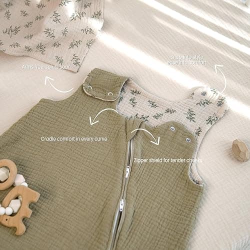 lulumoon Sleep Sack Muslin for Baby: Cotton Wearable Blanket for 3-9 Months - Soft Lightweight Ideal for Nursery Lounge Nighttime Naptime 6-12 Months thumbnail 8