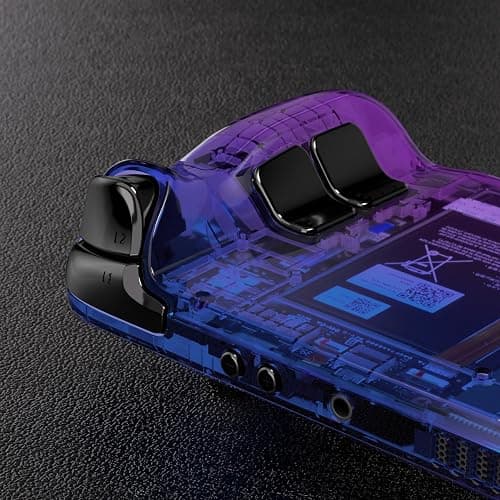 eXtremeRate Gradient Translucent Bluebell Faceplate Back Plate Shell for Steam Deck LCD, Handheld Console Replacement Housing Case, Custom Full Set Shell with Buttons for Steam Deck - Console Without thumbnail 6