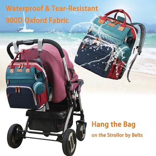 Astro alan Baby Diaper Bags with Changing Station, Waterproof Diaper Bag Backpack for Moms Dads with USB Charging Port, Baby Shower Gifts, Large Capacity diaper backpack, Red-Green-Blue thumbnail 4