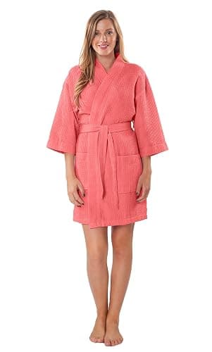 Turquaz Lightweight Short Robes For Women Waffle Kimono Bathrobe - Soft, Fast-Drying, Long-Lasting Cotton Blend thumbnail 2