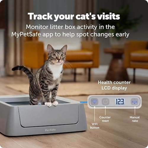 PetSafe ScoopFree Crystal Smart Self-Cleaning Cat Litter Box - WiFi & App Enabled - Hands-Free Cleanup with Disposable Crystal Trays - Less Tracking, Superior Odor Control thumbnail 6