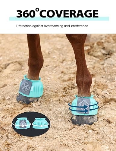 Harrison Howard Rubber Bell Boots for Horses, Hoof Overreach Protection for Horses, w/Upgraded Leather Touch Tape thumbnail 4