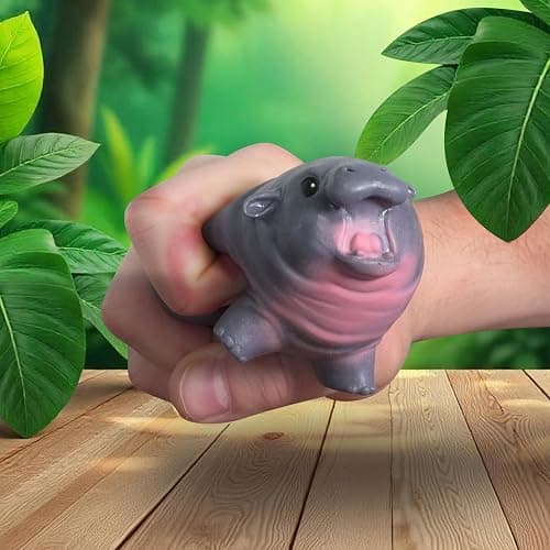 Squishmy Hippo – Pygmy Hippo-Inspired Squishy Stress Relief Toy – Adorable Silicone Desk Companion – Satisfying Squeeze for Anxiety Relief – 3.8” Cute Animal Fidget Gift for Adults & Teens thumbnail 2