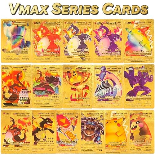 55 PCS Ultra Rare Gold Foil Cards Set – VMAX, GX, EX & More – No Duplicates – Premium Metallic Cards with Gold Deck Box – Gift for Kids & Collectors thumbnail 6