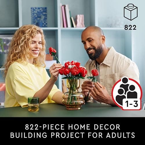 LEGO Botanicals Bouquet of Roses Artificial Flowers - Fake Red Roses Building Set for Adults, Ages 18+ - Gifts for Anniversary for Women & Men - Home Decor for Table Display - 10328 thumbnail 2