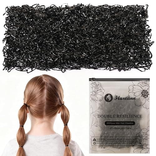 Flareann 2000pcs Black Elastic Hair Bands – Hair Ties, Rubber Hair Ties & Soft Hair Elastics, Strong Stretchy Accessories for Women & Girls - Image 1