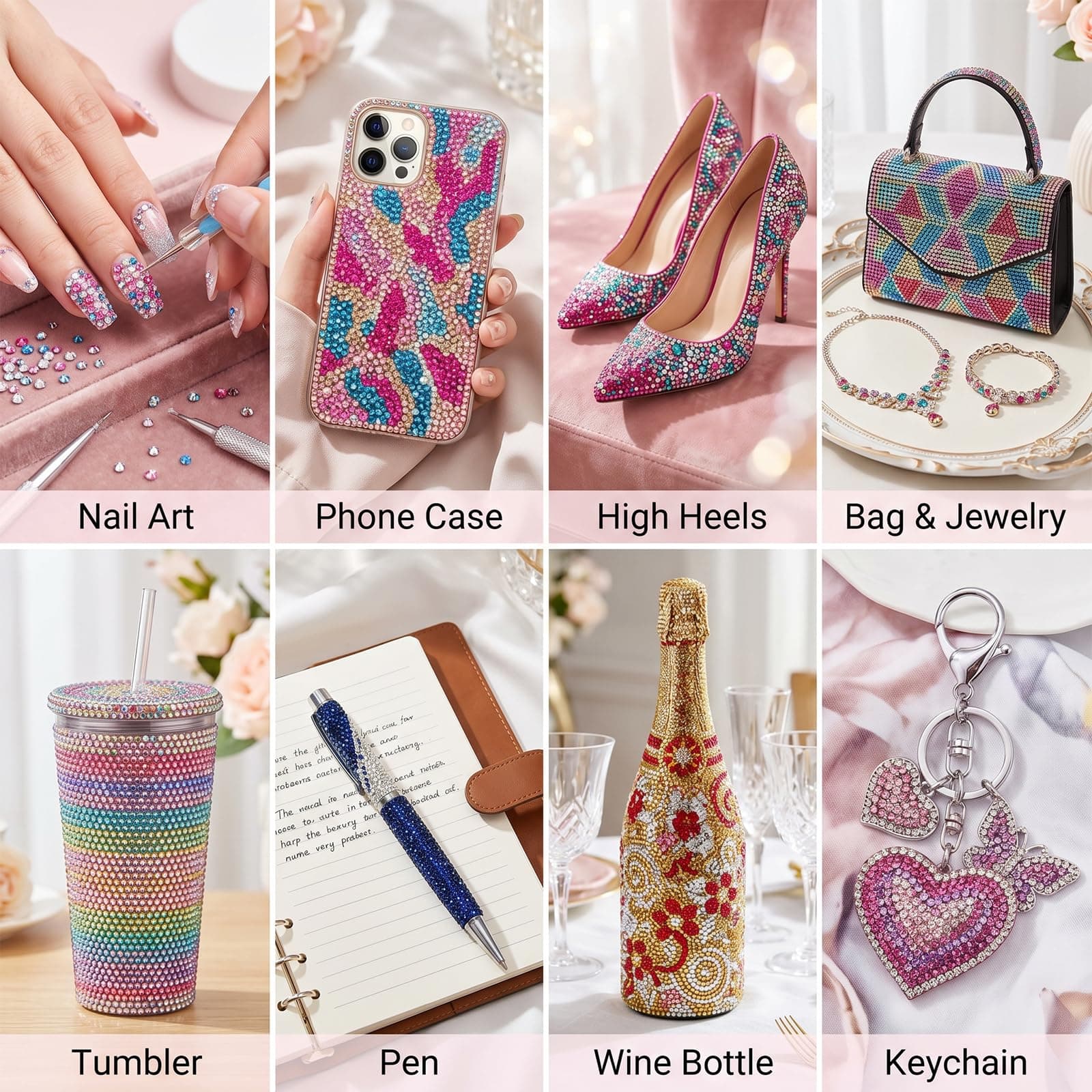 Bedazzling Tool Kit with 32000 Pcs 40 Colors 3mm Flat Back Rhinestones, Includes Rhinestone Tray, Glue and Full Accessories for DIY Craft Nail Art Shoes and Diamond Art (06: 32000 Pcs 3mm 40 Colors) thumbnail 5
