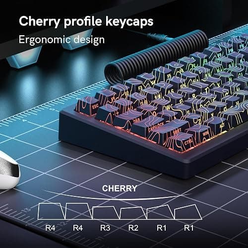 dagaladoo Double Shot PBT Keyboard keycaps Set,Black Topographic,Shine Through Custom keycap,Side Printed keycaps dye sub,Cherry Profile keycap for TKL US Layout Mechanical Keyboard(134keys) thumbnail 2