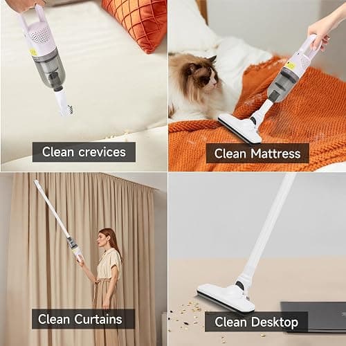 TROURAY Handheld Vacuum Cleaner,Ultra-Lightweight Mini Portable Vacuums for Home, 6 in 1 Stick Vac Cleaners for Car,Pet Hair(White Cordless) thumbnail 7