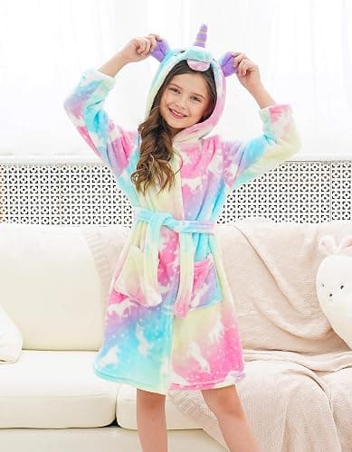 Doctor Unicorn Soft Unicorn Hooded Bathrobe Sleepwear - Unicorn Gifts for Girls thumbnail 4