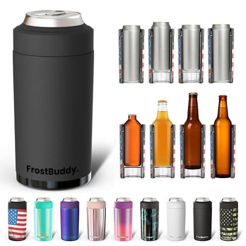 Frost Buddy Universal Buddy Can Cooler - Fits All - For Regular 12 & 16 oz or Slim-Size Bottles - Insulated Double-Walled Stainless Steel (Dark Night) - Image 1