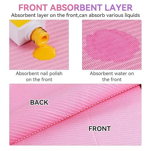 Makartt Disposable Nail Mats: 50 Pcs 3-Layer Absorbent Nail Table Pads with PE Backing, 18 x 13 Inch Nail Desk Protection for Manicure, Pedicure, Acrylic Gel Practice, Salon Home DIY, Pink thumbnail 2