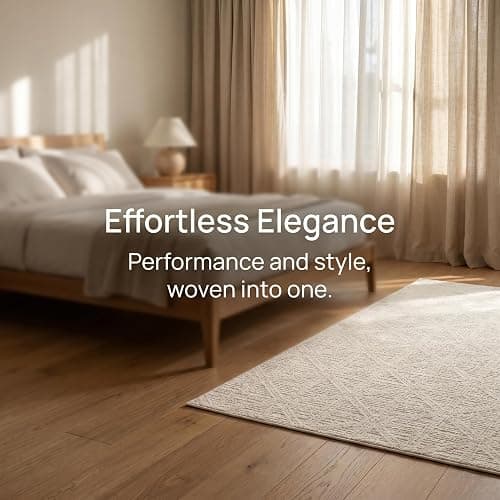 jxgzyy Non-Slip Area Rug 4'7" x 6'7" Cream Checked, Waterproof, Stainproof | checked area rug with non-slip backing. easy to clean for living room, bedroom, kitchen, dining, nursery, and office. thumbnail 5