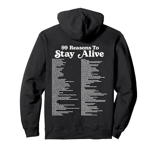 99 Reasons To Stay Alive Mental Health Cute Positive (BACK) Pullover Hoodie - Image 1