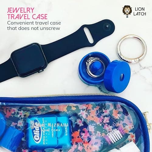 Lion Latch Travel Jewelry Box Case, Ring Holder on Shark Tank - Ring Holder for Women Girls with Keychain, Small Jewelry Organizer Boxes, Portable Ring Keeper Key Chain, Jewelry Storage Case thumbnail 5