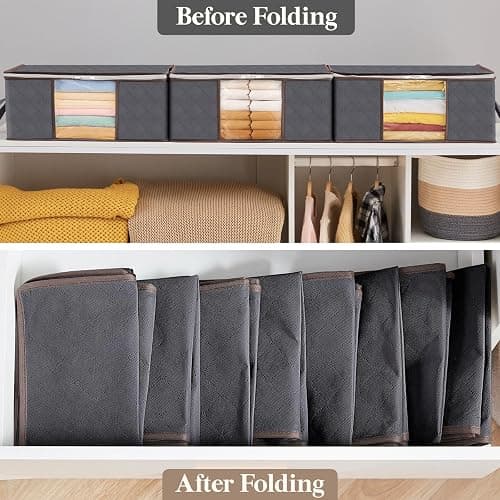 Lifewit 6 Pack Clothes Storage Bag, Foldable Storage Bin Closet Organizer with Reinforced Handle, Sturdy Fabric Blanket Storage with Clear Window, Storage Containers for Clothing, Bedding, Gray thumbnail 7