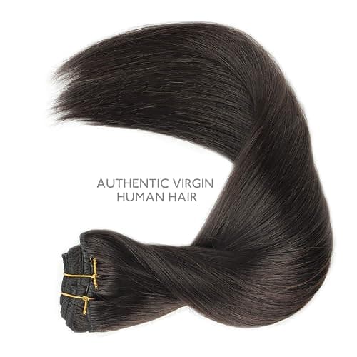 WENNALIFE Clip in Hair Extensions Real Human Hair, 18 Inch 120g 7pcs Human Hair Extensions Clip Ins, Dark Brown Coloured Remy Hair thumbnail 6