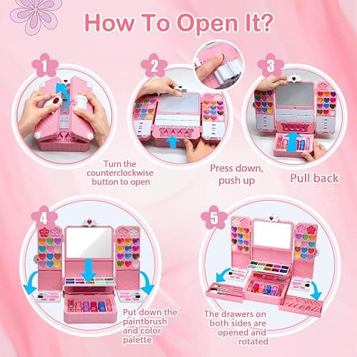 Kids Makeup Sets for Girls Toys - 74PCS Washable Makeup for Kids with Mirror, Real Dressing Table with Stand, Princess Play Makeup Kit Perfect for 3 4 5 6 7 8-12 Year Old Girls Birthday & Christmas thumbnail 6