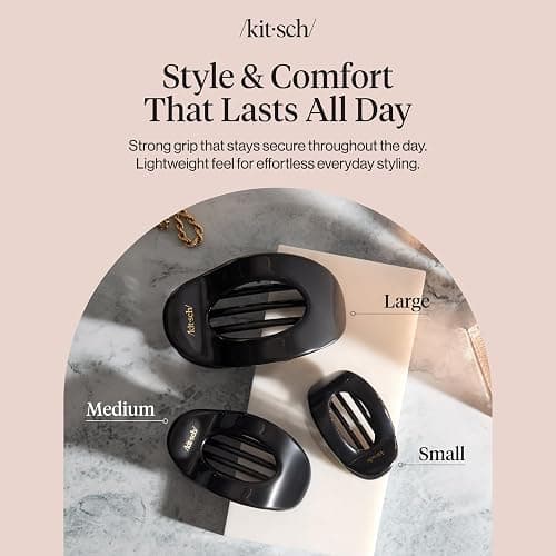 Kitsch Medium Flat Claw Clip for Women - Black, 1pc | Durable & Strong Hold Flat Hair Clips For Styling, Half Updo | Non-Slip for Secure, Comfortable Wear, For All Hair Types thumbnail 7
