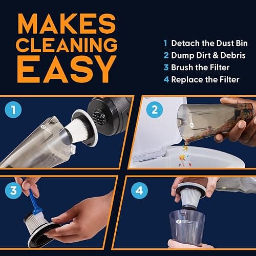 THISWORX Car Vacuum Cleaner - Portable, High Power, Handheld Vacuums w/ 3 Attachments, 16 Ft Cord & Bag - 12v, Auto Accessories Kit for Interior Detailing - Black thumbnail 9