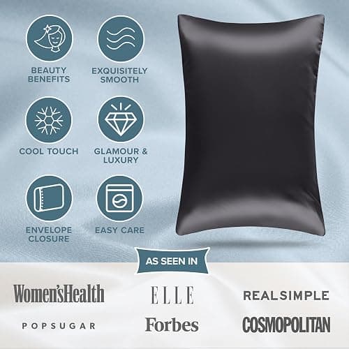 Bare Home Satin Pillowcases for Hair and Skin - 2 Pack King (20x36) - Luxury Pillowcases - Envelope Enclosure - Soft and Smooth Satin - Breathable - Similar to Silk (Forged Iron Grey, 2 Pack) thumbnail 5