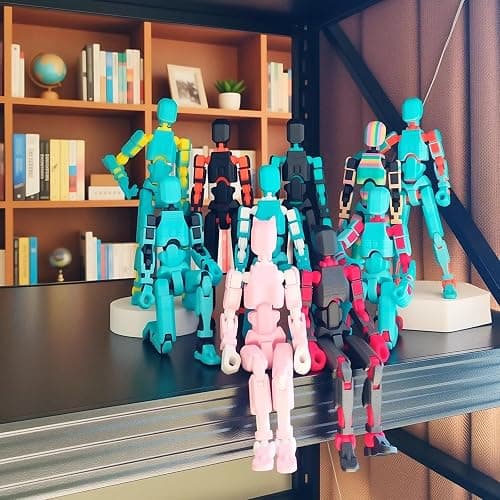 Teoboeys 5.2 inches T13 3D Action Figure with Dog Set Titan Nova 13 Robo 13 Action Figures with Weapons T 13 3D Printed Multi-Jointed Movable Toy (Colorful, Assembly Completed) thumbnail 5