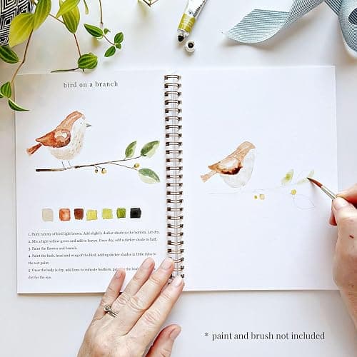 Animals Watercolor Workbook by Emily Lex Studio, 12 Beginner Friendly Sketched Illustrations, Lay Flat Spiral Pages, 6.5 x 9 inch, 120lb Watercolor Paper thumbnail 5