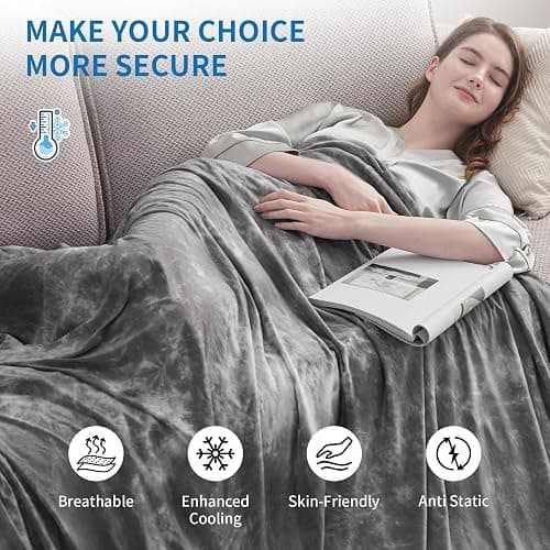 Guohaoi Cooling Throw Blanket for Hot Sleepers, Twin Size 50''×70'' Lightweight Breathable Summer Bed Blanket for Couch, Arc-Chill Q-Max >0.5 Cool Fiber,Lightweight Tie Dye Blanket Grey thumbnail 3