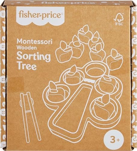 Fisher-Price Wood Montessori Toy Sorting Tree, American Montessori Society Seal of Excellence, Wooden Learning Activity Puzzle & Expert Play Tips for Preschool Kids Ages 3+ Years thumbnail 6