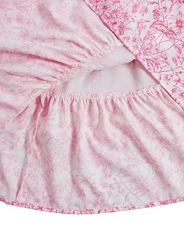 RoseSeek Girl's Floral Summer Dress Ruffle Shirred High Waist Ruched Sweetheart A Line Spring Dress thumbnail 5