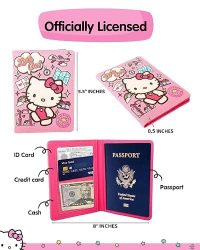 Hello Kitty Passport Cover for Travel Official License, Sanrio Gifts | Cute Passport Holder, Hello Kitty Travel Accessories, Passport Case thumbnail 7