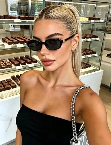 Colrea Retro Rectangle Sunglasses for Women Men Trendy Vintage Small Square | Sun Glasses 90s Fashion Cute Sunnies CL010 thumbnail 5