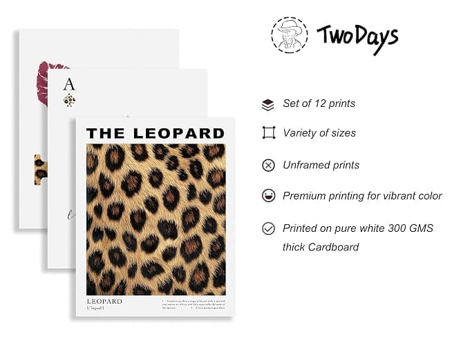 TwoDays Cheetah Print Room Decor, Trendy Leopard Print Wall Art Aesthetic, Chic Luxury Y2K Fashion Posters for Home Bedroom Apartment Dorm. (Multi Sizes, Set of 12, 8" X 10" Largest, UNFRAMED) thumbnail 3