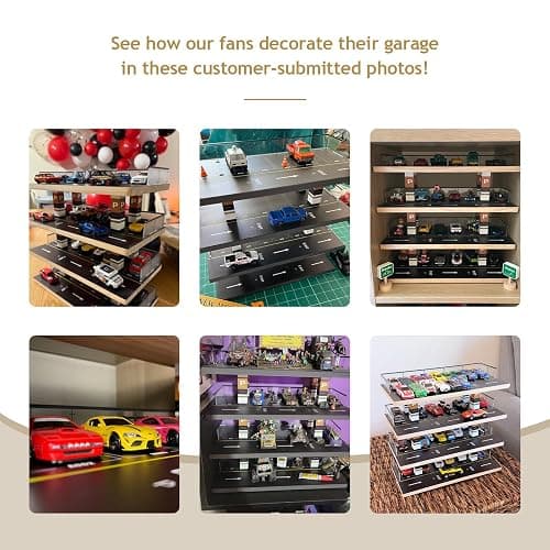 Saichotoy Display Case for Hot Wheels, 4-Level 1/64 Wooden Garage Storage | 4-Level Toy Car Storage Garage for Hot Wheels & Matchbox, 1/64 Display with 24 Spots Holds Up to 40 Cars, Cars Not Included thumbnail 7