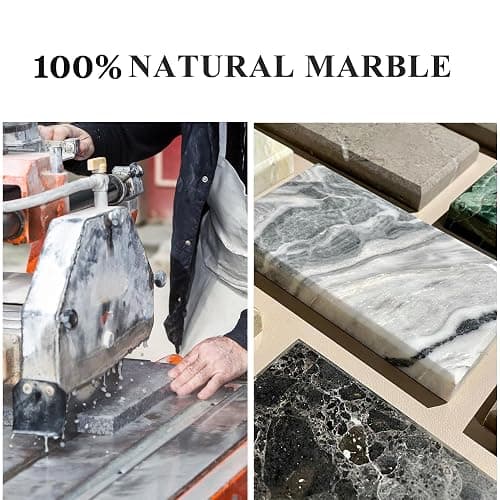YMXYJM Real Natural Marble Tray for Bathroom, Genuine Marble Stone Vanity Tray, Luxury Storage Trays for Kitchen, Vanity, Home Decor, Dresser, Non-Resin/Non-Ceramic, 12"x 8"x 1.2", Dark Green thumbnail 9