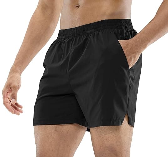 MIER Men's 5 Inch Inseam Running Shorts, Quick-Dry with Pockets | Workout, Athletic, Lightweight Breathable Fabric, Soft Elastic Waist, Inner Drawstring, Side Split, Machine Washable - Image 1