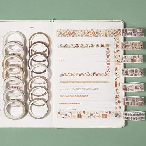 Mr. Pen- Washi Tape Set, 21 Rolls, Assorted Sizes, 5 Yards/Roll | Washi Tape for Scrapbook, Arts, Crafts, Journals and Planners, Nostalgic Theme thumbnail 7