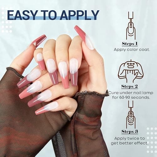 modelones Gel Nail Polish Set, 6 Colors Nude Pink Blue Red Gel Polish Set All Seasons Nail Art Soak Off DIY Home Salon Nail Gifts for Women Girls thumbnail 5