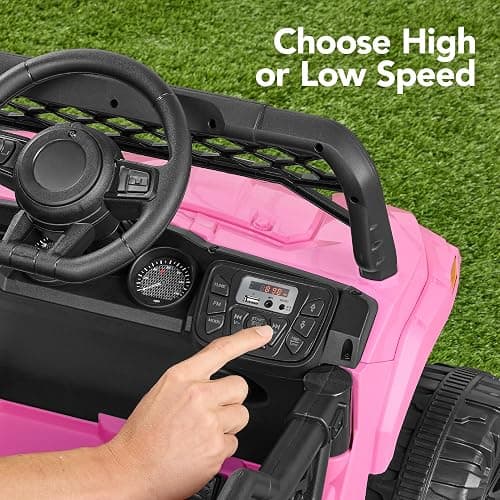 Best Choice Products Kids 12V Electric Ride On UTV Car and Trailer w/Parent Control, LED Lights, 2 Speeds, Bluetooth - Pink thumbnail 9