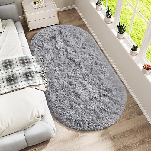 LOCHAS Ultra Soft Children Rugs Room Mat Modern Shaggy Area Rugs Home Decor 2.6' x 5.3', Grey thumbnail 3