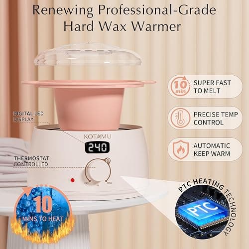 KOTAMU Wax Kit Pink Digital Hair Removal Waxing Kit for Women & Men Hot Wax Warmer Pot for Face, Eyebrow, Body, Brazilian, Bikini, Sensitive Skin Waxing Machine with 25 Accessories for Home Salon thumbnail 2