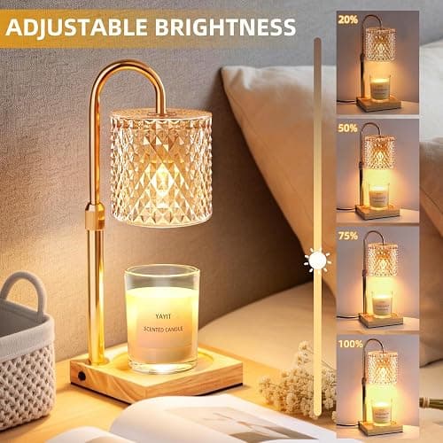 Candle Warmer Lamp with Timer Dimmer, Home Decor for Women Birthday | Gold Candle Warmer with 2 Bulbs for Jar Candles, Height Adjustable Candle Lamps thumbnail 5