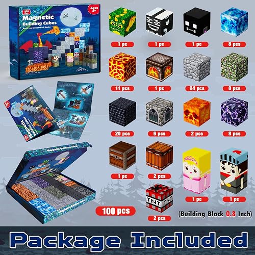 100PCS Magnetic Blocks - Dark Castle Set Magnetic Building Blocks, Stacking Magnets for Kids, Strong Magnets, Sensory Toy for STEM Learning Toys for Kids 3+ Boys and Girls Christmas Birthday Gifts thumbnail 2