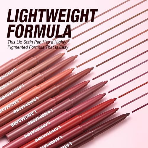 LANGMANNI 12 Colors Sculpting Matte Velvet Lip Liner Set,Smooth Creamy Texture,Waterproof And High Pigmented For Girls Daily Application Lip Makeup thumbnail 8