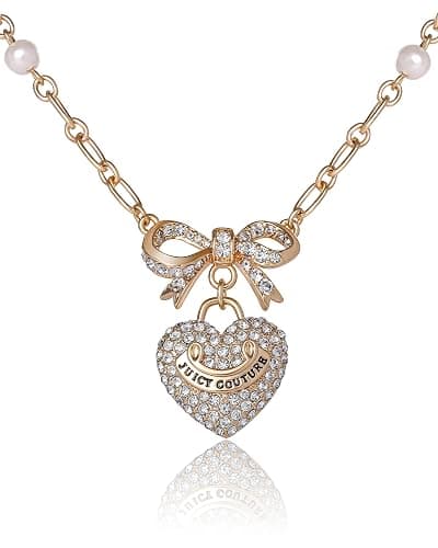 Juicy Couture Logo Heart Necklaces for Women 16-28"+2", Gold-Tone Heart Pendant Necklace, Juicy Gifts - Image 1