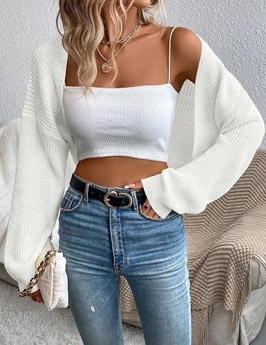MURMUREY Womens Long Sleeve Open Front Knit Crop Bolero Cardigan Sweater Shrug for Dress 2025 thumbnail 5