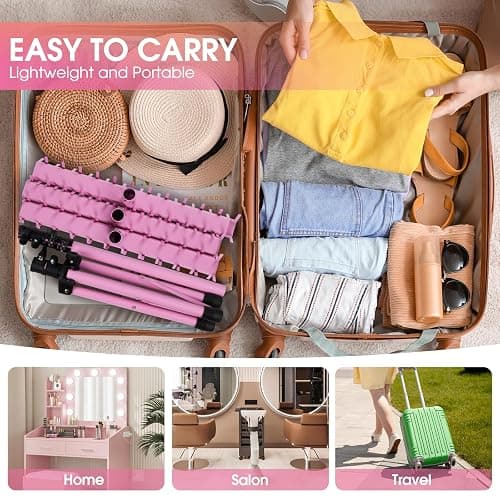 Klvied Braiding Hair Rack Standing 144 Pegs, Heavy Duty Hair Racks for Braiders Standing, Hair Divider Rack for Braiding Hair Separator, Braiding Rack with Carrying Bag and Hair Braiding Tools, Pink - Pink thumbnail 7