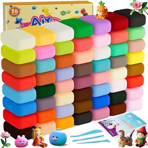 Air Dry Clay 56 Colors, Modeling Clay for Kids | Soft & Ultra Light Model Magic Clay Kit with Sculpting Tools | Safe Non-Toxic DIY Creative Projects Art and Crafts Gifts for Boys Girls - Image 1