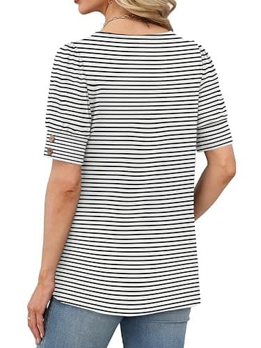 WIHOLL Womens Tops Summer Short Sleeve Shirts Square Neck Spring Outfits 2026 Fashion Clothing Blouses thumbnail 4